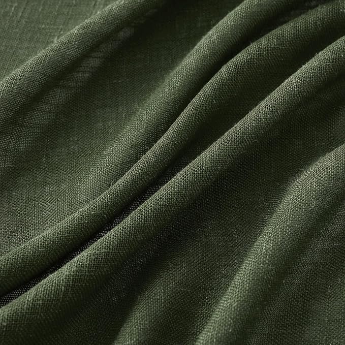 MIULEE Olive Green Linen Curtains 52x100 Inch Length 2 Panels for Bedroom