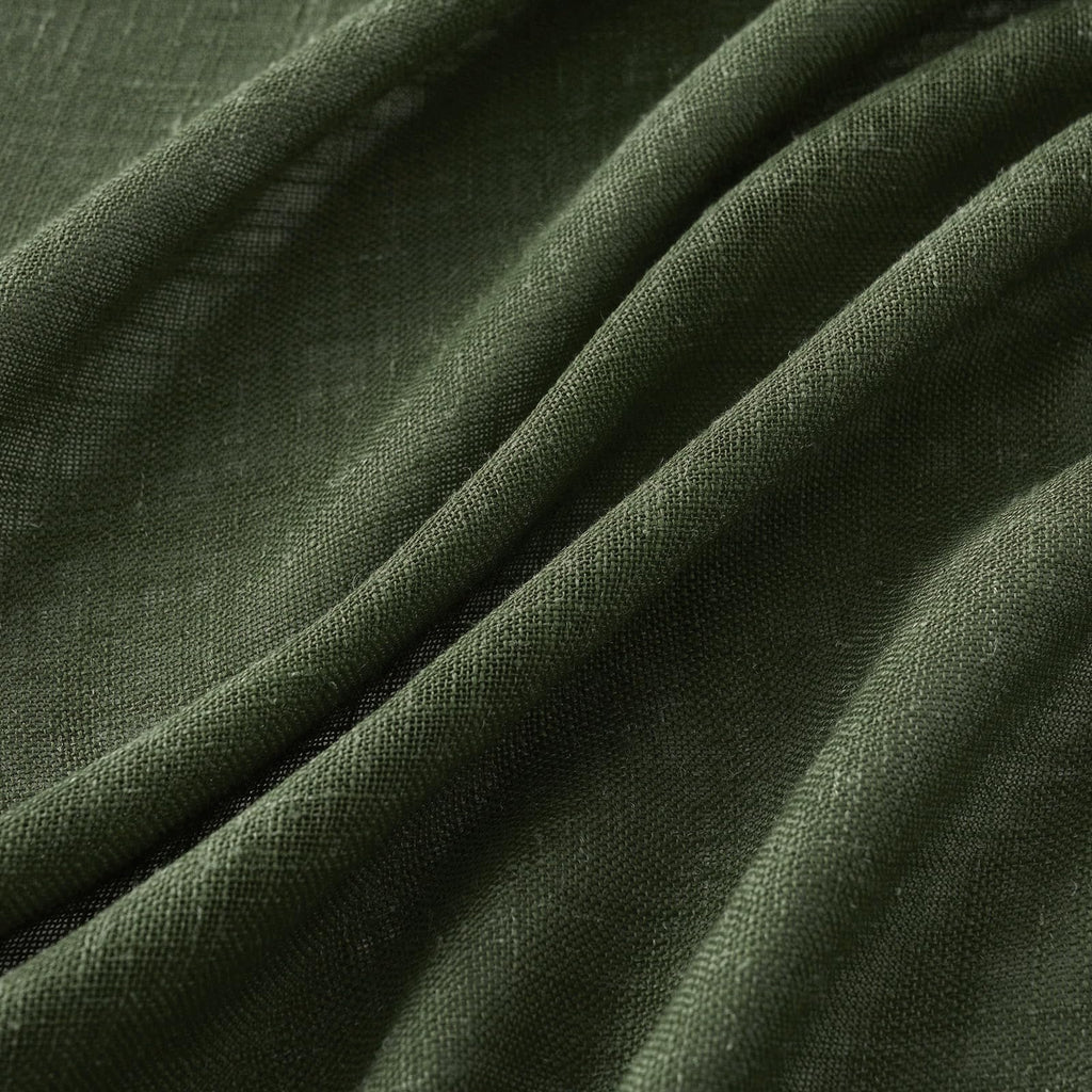 MIULEE Olive Green Linen Curtains 42x84 Inch Length 2 Panels for Bedroom
