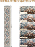 Washable Runner Rug 2.5x16, Non-Slip Long Kitchen Mats for Floor, Vintage Rug for Entryway, Soft Hallway Runner for Dining Room, Bedroom, Living Room(Blue/Red,2.5'x16')