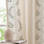 jinchan Belrose Linen Curtains for Bedroom Floral Curtains 84 Inch Length Linen Blend Sage Green Embroidered Drapes Farmhouse Flower Patterned Drapes for Living Room Window Treatments Set 2 Panels