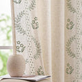 jinchan Belrose Linen Curtains for Bedroom Floral Curtains 63 Inch Length Linen Blend Sage Green Embroidered Drapes Farmhouse Flower Patterned Drapes for Living Room Window Treatments Set 2 Panels