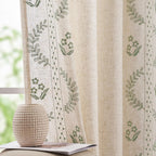 jinchan Floral Linen Curtains 84 Inch Farmhouse Back Tab 2 Panels