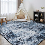 Rugflix 4x6 Area Rugs for Living Room, Washable Navy Blue Dark Rug