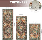 Yamaziot Washable Kitchen Runner Rug Set of 3, Non-Slip Boho Vintage Hallway Rug Runner with Rubber Backing, Stain Resistant & Low Pile Distressed Carpet Runner for Bedroom, Kitchen, Laundry, Entrance
