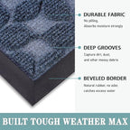 Bulijojo Sturdy Front Entrance Doormats,Durable Heavy Duty Welcome Mat,Thick Absorbent Natural Rubber Non Slip Mat,Easy Clean Entryway Mat 17"x30" Geometric Blue
