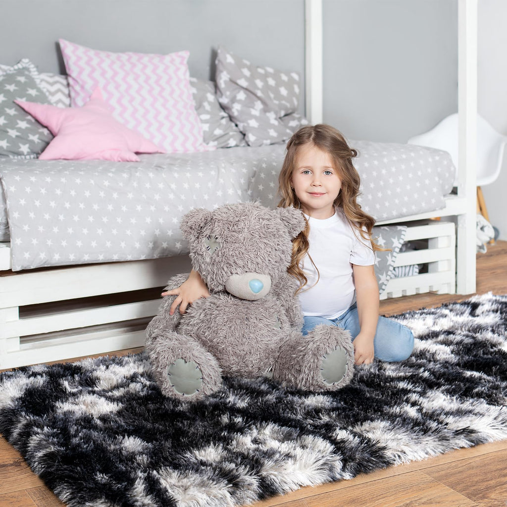 Pionblank Fluffy Runner Rugs for Bedroom 2x6, Black White