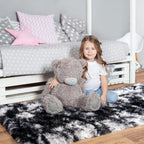 Pionblank Fluffy Runner Rugs for Bedroom 2x6, Black White