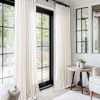 Extra Long 120 inch Curtains Linen Blend for Living Room Back Tab Neutral Rustic Farmhouse Light Filtering Semi Sheer Linen Drapes 120 inch Ceiling to Floor For Large Window Villa Hallway Ivory 10 FT