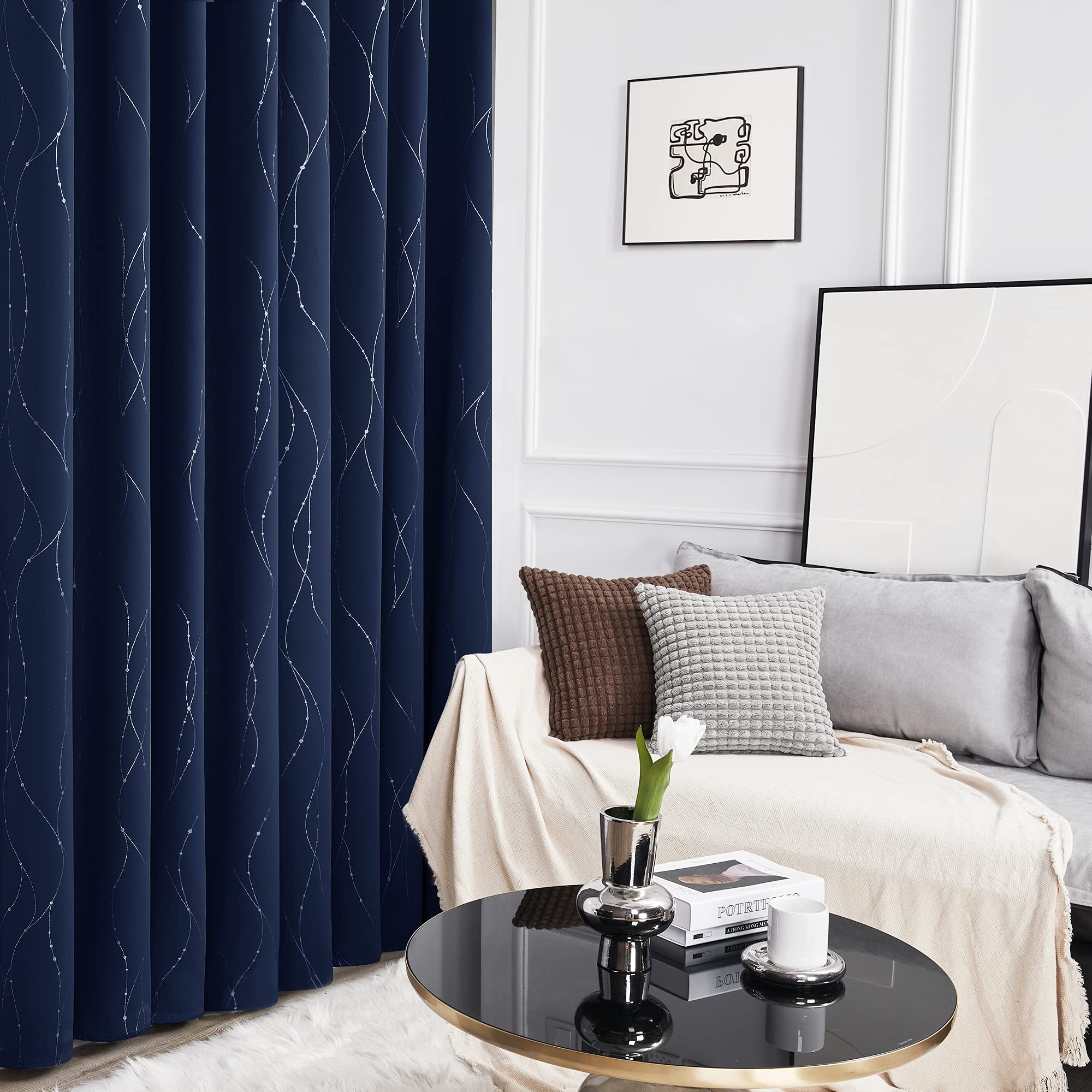 Deconovo Living Room Curtains 72 Inches Long, Blackout Curtains for Bedroom