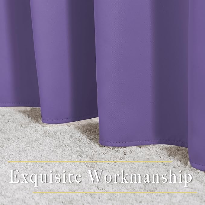 NICETOWN Lilac Purple Room Darkening Curtains 66 inches Long, Grommet Thermal Curtains Window Treatment Sound Reducing Drapes for Bedroom/Home Family, W66 x L66, 2 Panels