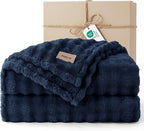 Bedsure 3D Fleece Bubble Blanket - GentleSoft Blue King Blanket for Bed Sofa Room Decor - Luxury Soft Cozy Gifts for Kids Girls, Lightweight, All Seasons, Navy Blue, 108"×90"