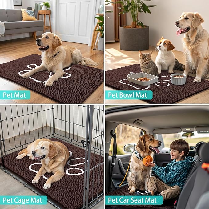 Smiry Dog Door Mat for Muddy Paws, Absorbent Non Slip Dirt Trapper, 54x32