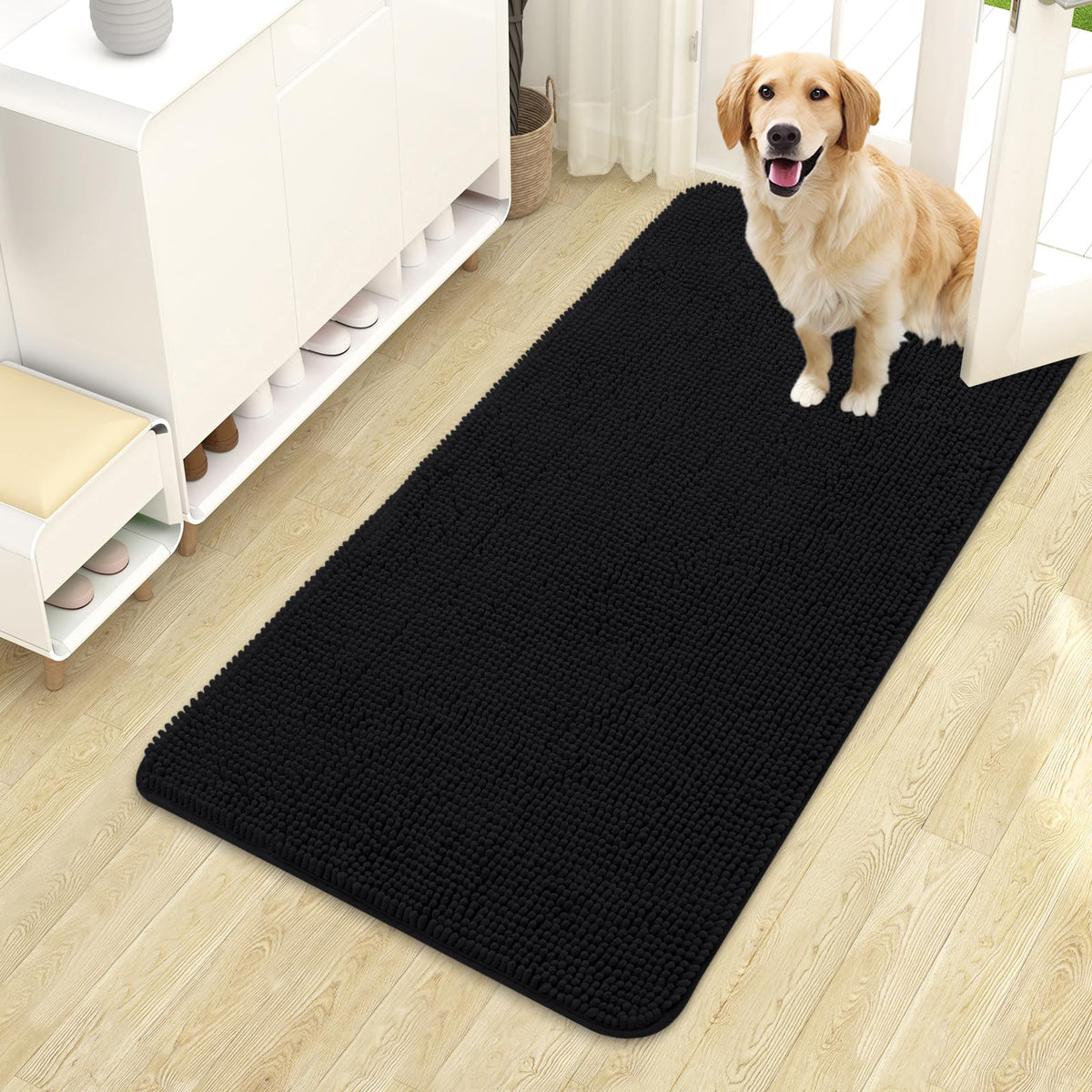 OLANLY Dog Door Mat for Muddy Paws 44x24, Super Absorbent Chenille Mud Mat