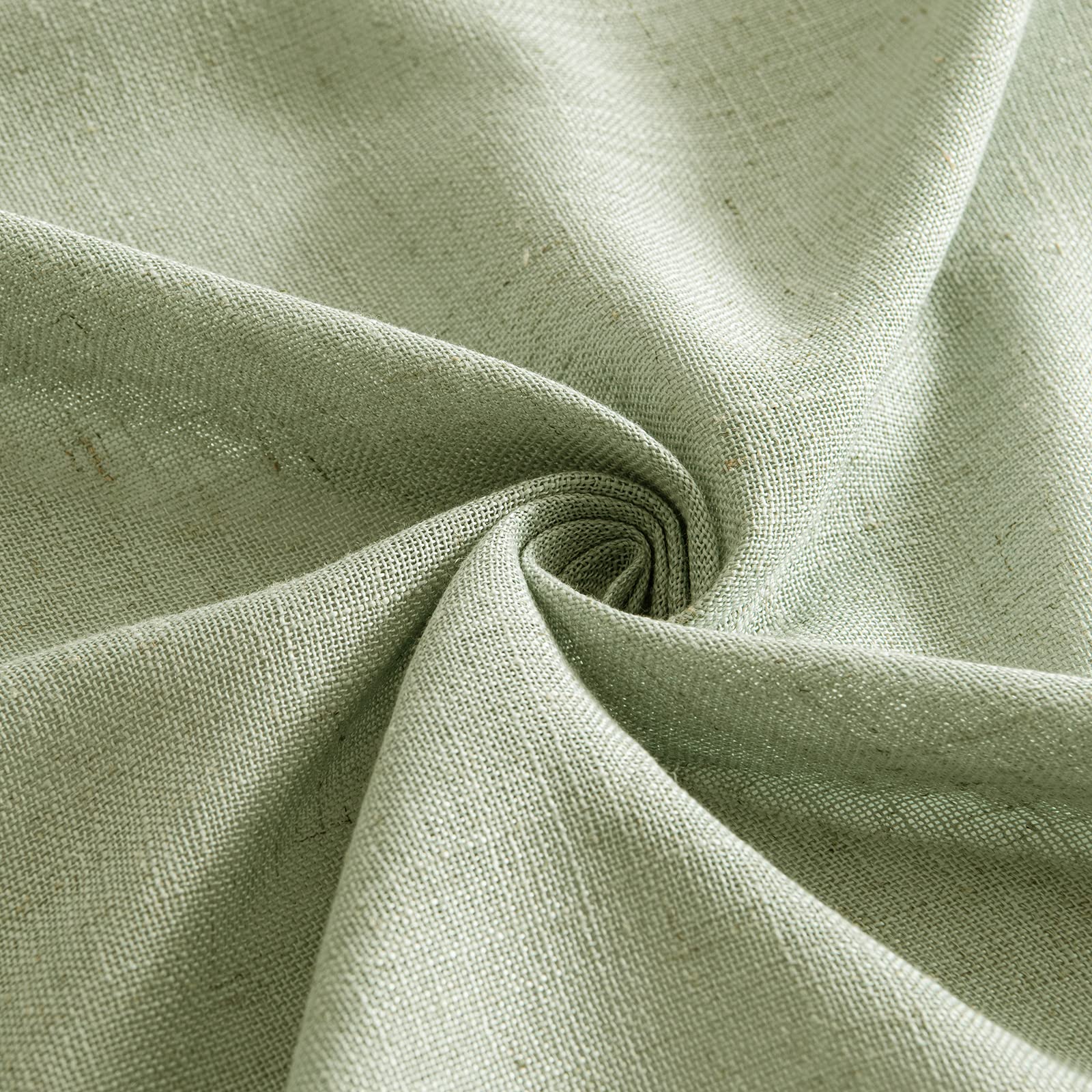 MIULEE Sage Green Linen Curtains 52x72 Inch Length for Bedroom Living Room