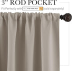 RYB HOME Short Curtains 45 inches, Durable Room Darkening Small Window Treatment Energy Smart Privacy Draperies for Basement Bathroom Bedroom, Sand, Width 42 inch x Length 45 inch, 2 Panels Set