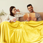 Exclusivo Mezcla Fleece Throw XL Blanket for Couch, Sofa, Super Soft and Warm Vibrant Yellow Blankets, All Season, Cozy, Plush, Lightweight, 50x70 Inches