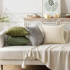 MIULEE Pack of 2 Couch Throw Pillow Covers 18x18 Inch Neutral Cream Modern Boho Accent Decorative Pillow Covers Soft Chenille Farmhouse Cushion Covers for Home Decor Bed Sofa Living Room