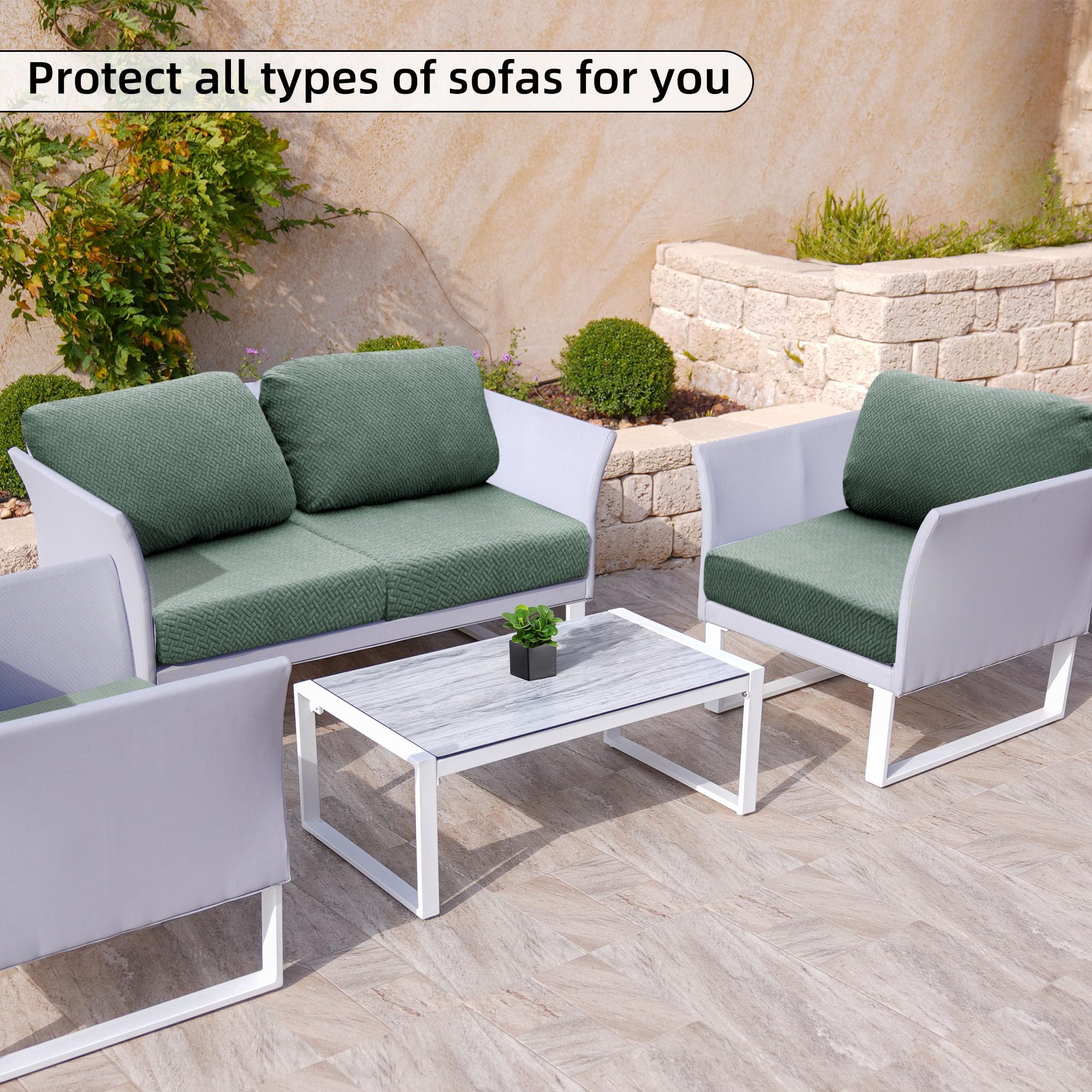 SUKAIKEQA 8PCS Patio Cushion Covers.Patio Furniture Couch SeatSlipcovers