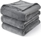 BEDELITE Fleece Blanket Soft Plush Queen Size Bed Blanket Grey 90"x90"