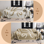 MYSKY HOME Couch Cover for 3 Cushion Couch Sofa Cover, Super Soft Boho Couch Covers for Dogs Washable, Jacquard Sofa Slipcover Furniture Protector for Living Room, 91" x 150", Khaki Curve