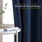 NICETOWN Navy Blue Kitchen Window Curtains 36 inches Long, Grommet Blackout Short Window Treatments Thermal Drapes for Bedroom, 2 Panels, W52 x L36