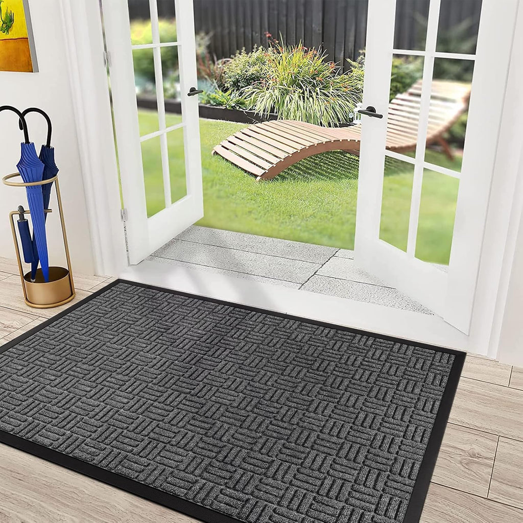 Mibao Front Door Mat Outdoor Entrance, 73" x 46" Heavy Duty Welcome Mat for Outdoor and Indoor, Waterproof Dirt Trapper Doormat, Super Absorbent Indoor Entryway Mat for Patio & Porch - Gray