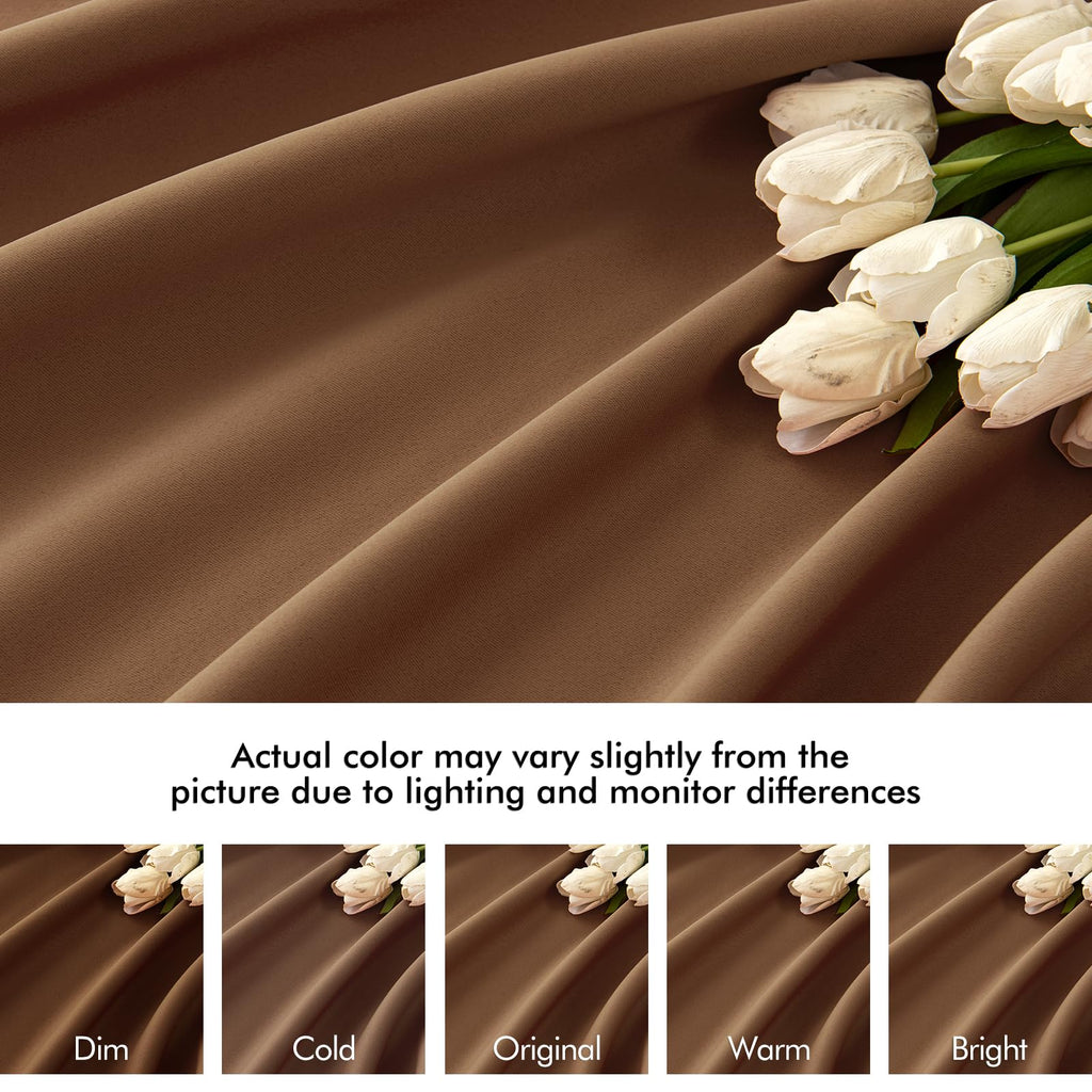 MIULEE Cappuccino Brown Back Tab Blackout Curtain 52"x102" Long 2 Panel Set