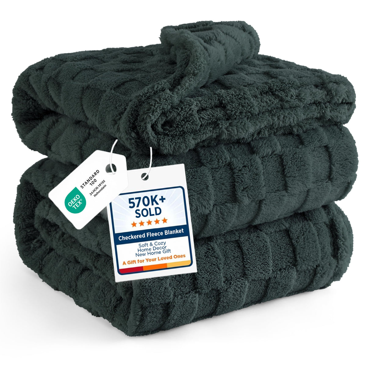 Bedsure Checkered Soft Cozy King Blanket for Bed, Sage Green, 108"×90"