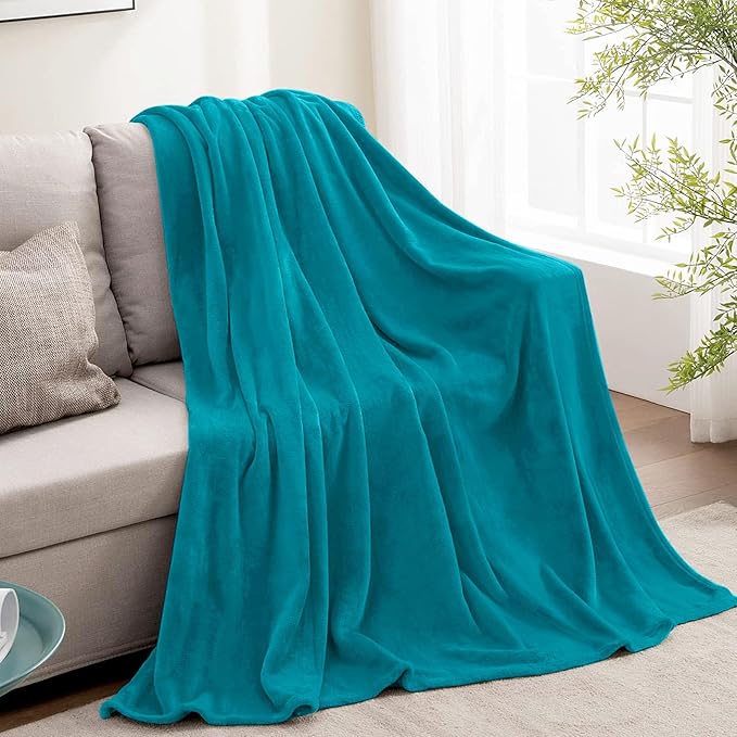 BEDELITE Fleece Blanket Soft Plush Throw for Couch Teal Blue 50"x60"