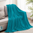 BEDELITE Fleece Blanket Soft Plush Throw for Couch Teal Blue 50"x60"