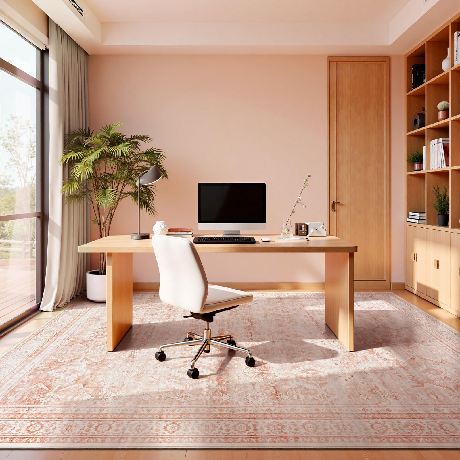 9x12 Area Rugs for Living Room, Pink Washable Non-Slip Large Carpet
