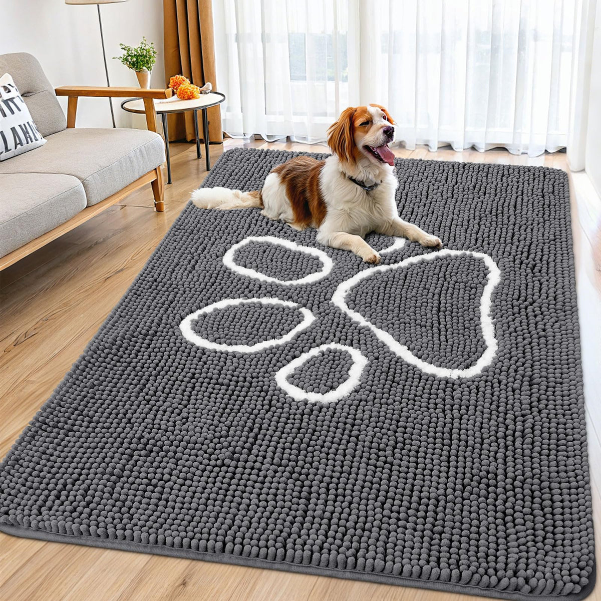 Smiry Dog Door Mat for Muddy Paws, Absorbent Non Slip Dirt Trapper, 70x35