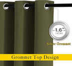 NICETOWN Olive Room Darkening Doorway Curtains 78 inches Long, Grommet Light Blocking Window Treatments Sound Reducing Privacy Drapes for Living Room/Bedroom, 2 Panels, W52 x L78