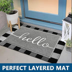EARTHALL Door Mat Outside Inside Hello Doormat, 36"x24", Durable Floor Mat Non Slip Mat Ultra Absorb Mud Easy Clean Front Doormat for Garage, Entryway, Patio, High Traffic Areas, Grey
