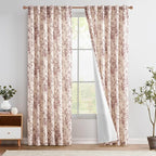 jinchan Lined Linen Blend Curtain Floral Curtains for Living Room 84 Inches Long Farmhouse Red Flower Printed Curtain Rod Pocket Back Tab Peony Patterned Drapes Curtains Set 2 Panels