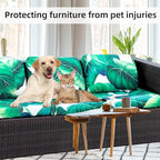 8 Pcs Stretch Patio Cushion Covers,Outdoor Couch Covers Replacement,Outdoor Couch & Sofa Slipcovers,for Patio Furniture Cushion Covers,Washable Reusable Furniture Protector (Green Leaf, Cover Only)