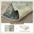 BEIMO 5x7 Area Rug for Bedroom, Green Washable Abstract Reversible Rug