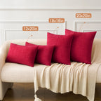 MIULEE Soft Chenille Throw Pillow Covers Red 18x18 Inch Pack of 2