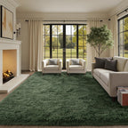 8x10 Ft Extra Large Shag Green Area Rug for Living Room, Ultra Soft Fluffy Furry Rugs for Bedroom Classroom Indoor Floor, Aesthetic Carpet for Kids Home Decor