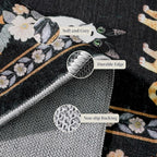 2x5 Washable Kitchen Runner Rug - Soft Low Pile Floral Animal Cat Print Rugs with Non-Slip Backing Waterproof Stain-Resistant Indoor Carpet for Hallway Entryway Bathroom Bedroom (Black)