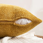 MIULEE Pack of 4 Couch Throw Pillow Covers 16x16 Inch Neutral Gold/Brown Soft Decorative Chenille Pillow Covers Farmhouse Accent Cushion Covers for Boho Home Decor Sofa Bedroom Living Room