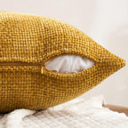MIULEE Decorative Chenille Fall Pillow Covers Gold Brown 16x16 Pack of 4