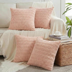 Fancy Homi 4 Packs Decorative Throw Pillow Covers for Living Room Couch Bed, Modern Farmhouse Boho Home Décor Accent Cushion Case, 18" x 18", Blush Pink