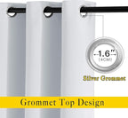 NICETOWN Room Darkening Curtains for Living Room - Easy Care Solid Thermal Insulated Silver Grommet Light Blocking for Bedroom (2 Panels, 46 by 63, Greyish White)
