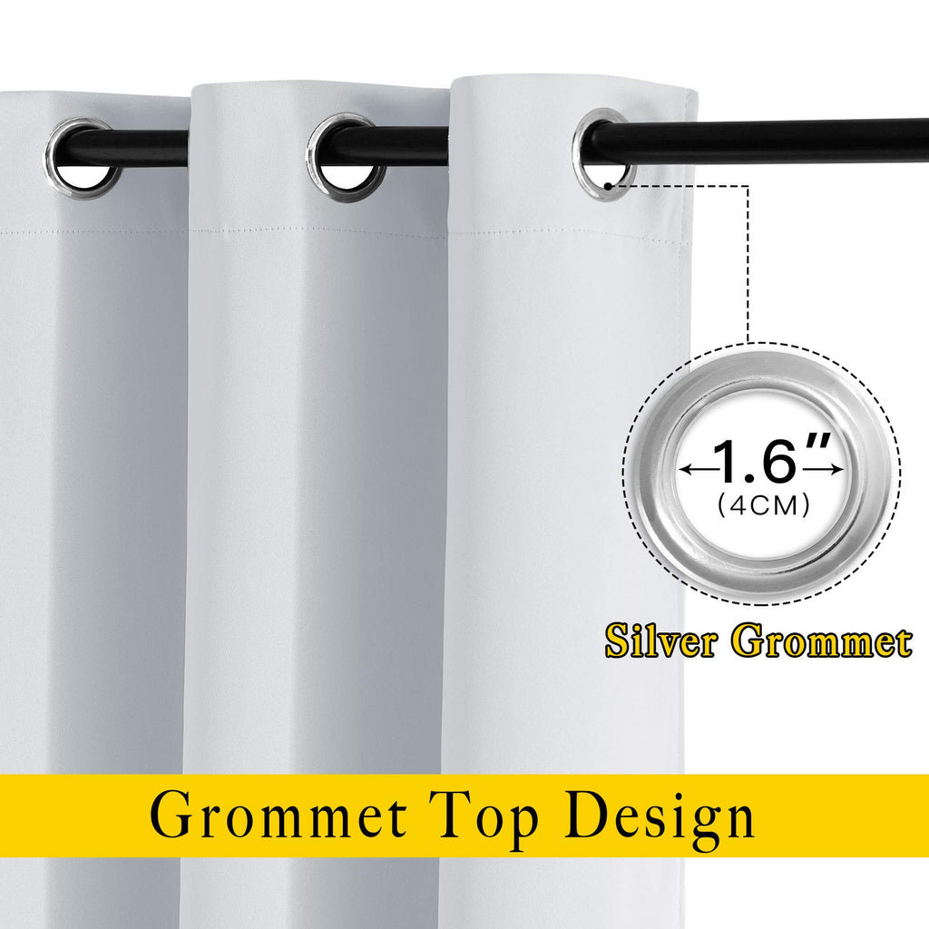 NICETOWN Room Darkening Curtains for Living Room - Window Treatment Thermal Insulated Grommet Darkening Panels/Drapes for Bedroom (Light Grey=Greyish White, 2 Panels, 52 by 45)