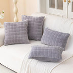 Velvet Throw Pillow Covers(Pack of Two, Light Grey) 12×20 Inch Decorative Pillows Cover Neutral Soft Chenille Couch Pillows with Zipper Aesthetic for Living Room and Bedroom
