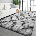 TWINNIS Super Soft Shaggy Rugs Fluffy Carpets, 5x8 Feet, Indoor Modern Plush Area Rugs for Living Room Bedroom Kids Room Nursery Home Decor, Upgrade Anti-Skid Rectangular Fuzzy Rug, Black and White