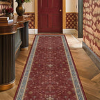 Boho 2x5 Small Kitchen Runners Rugs Non Slip - Washable Soft Area Rugs for Bedroom, Floral Non Skid Runner Carpet for Bathroom, Laundry Room, Hallway, Entryway (Dark Red)