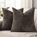 decorUhome Textured Chenille Throw Pillow Covers 26x26 Set of 2 Dark Brown