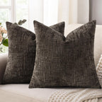 decorUhome Textured Chenille Throw Pillow Covers 20x20 Set of 2 Pink